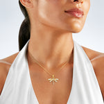 10K w/ Rhodium CZ Dragonfly Charm - Model Shot