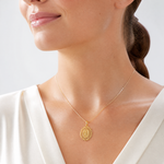 10k Oval Miraculous Medal Pendant - Model Shot