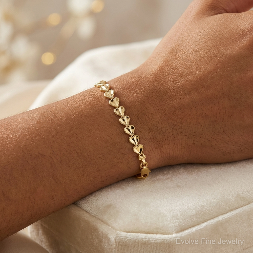 10k HEART Bracelet - Model Shot