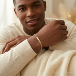 10k Semi-solid Curb Link ID Bracelet - Model Shot