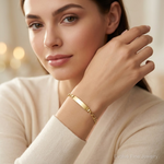 10k Semi-solid Figaro Link ID Bracelet - Model Shot