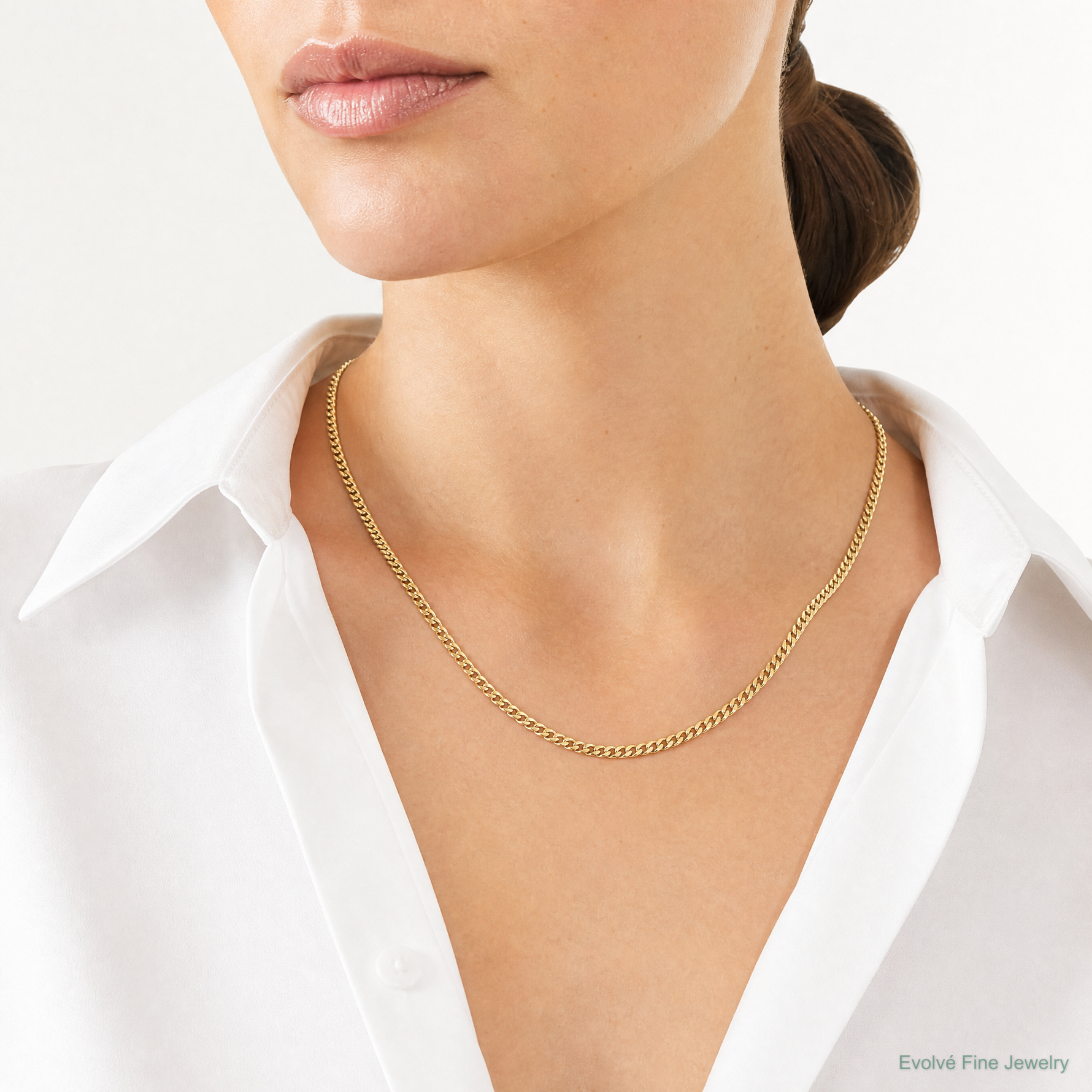 10K 3.5mm Solid Miami Cuban Chain - Model Shot