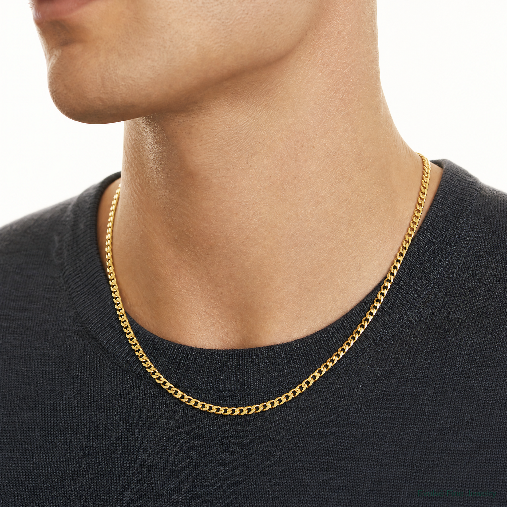 10K 4.25mm Solid Miami Cuban Chain - Model Shot