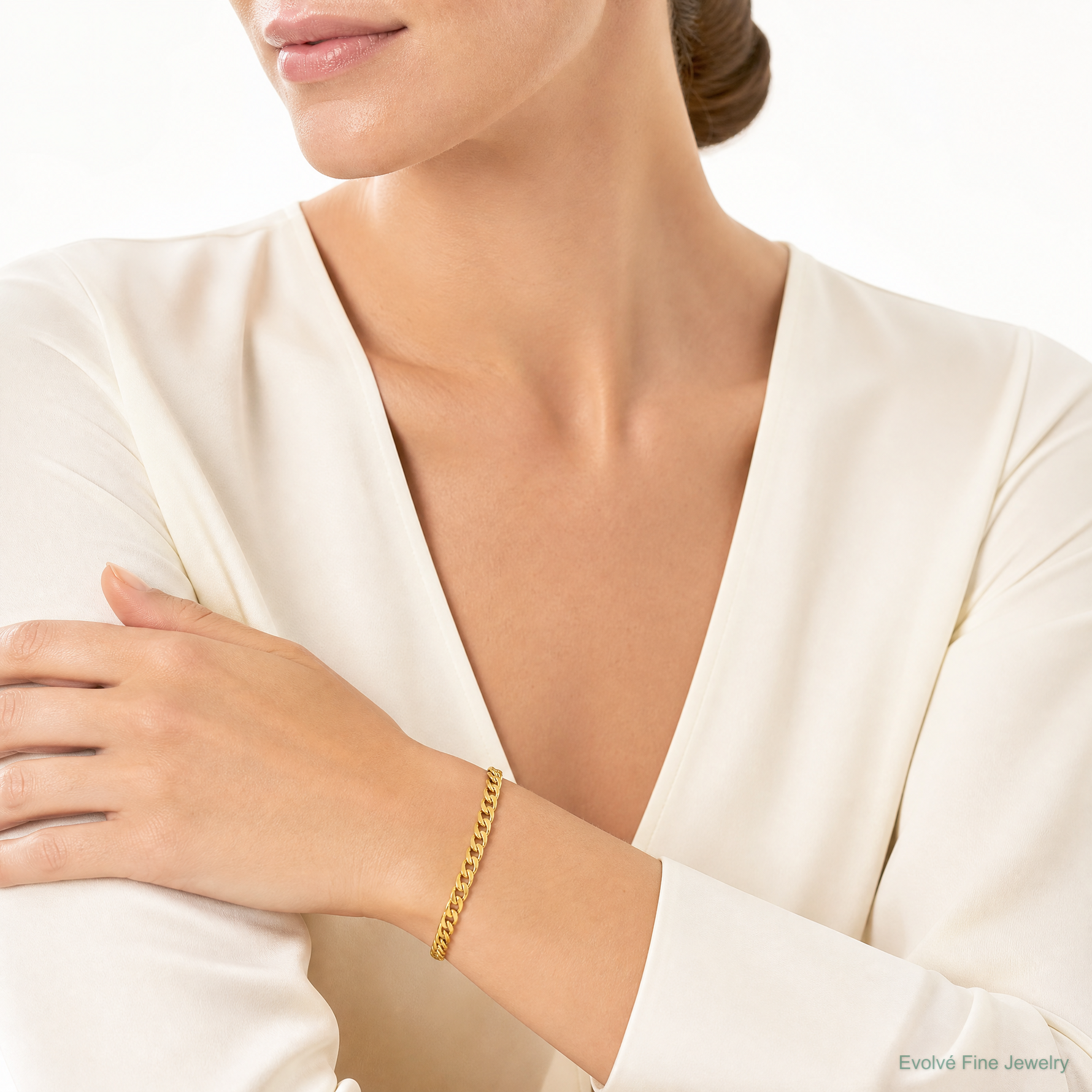 10K 4.25mm Solid Miami Cuban Chain - Model Shot