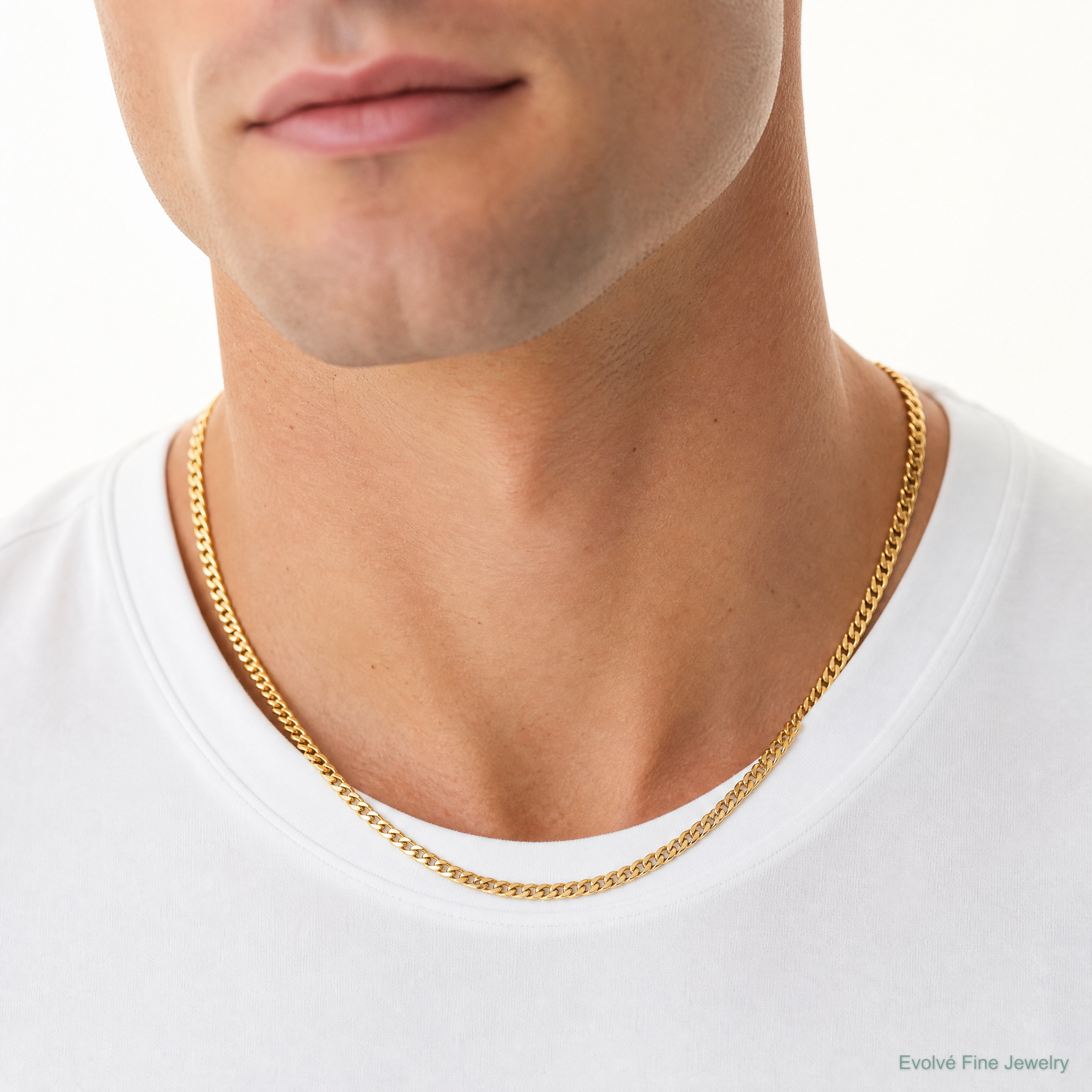 10K 4.3mm Solid Miami Cuban Chain - Model Shot