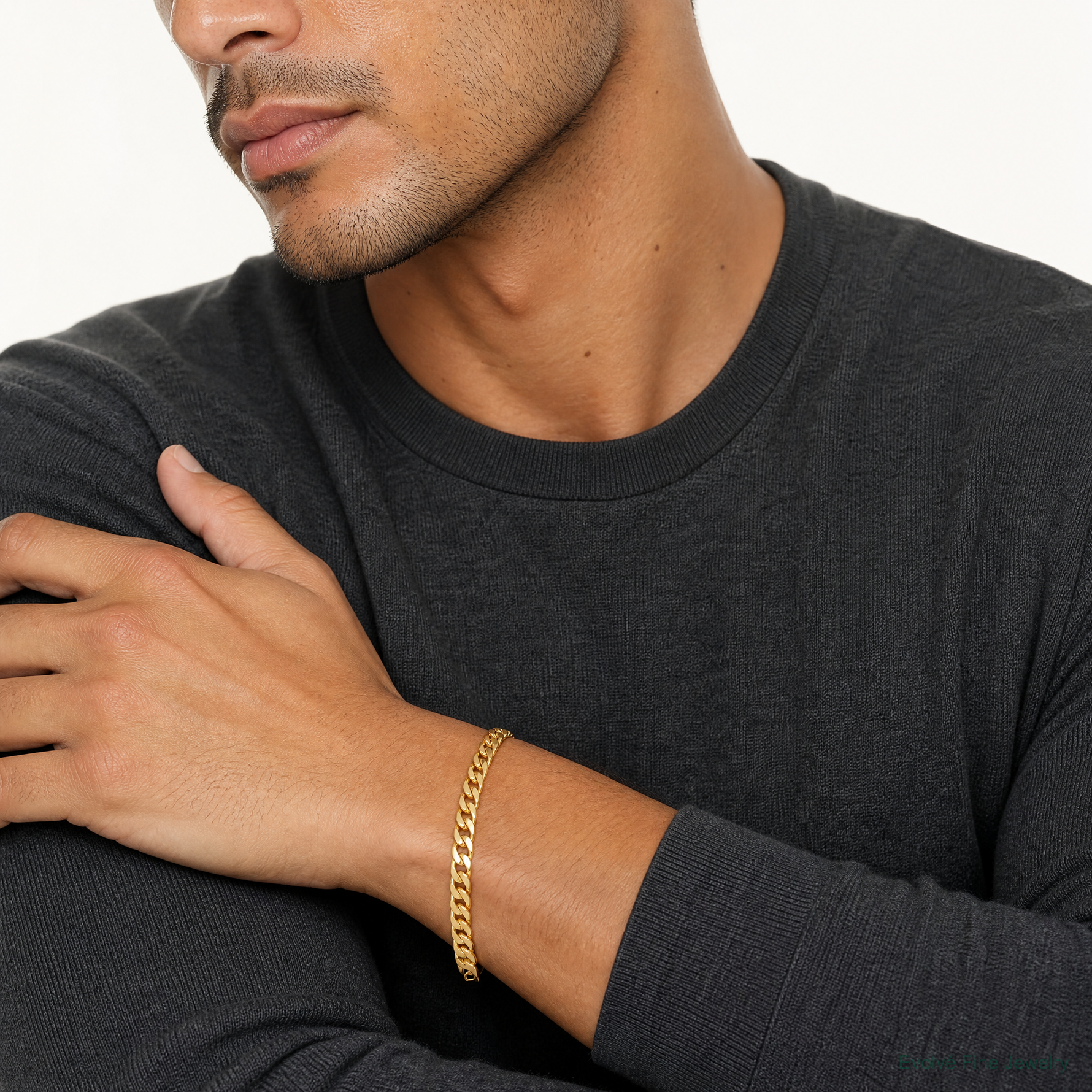 10K 6.75mm Solid Miami Cuban Chain - Model Shot