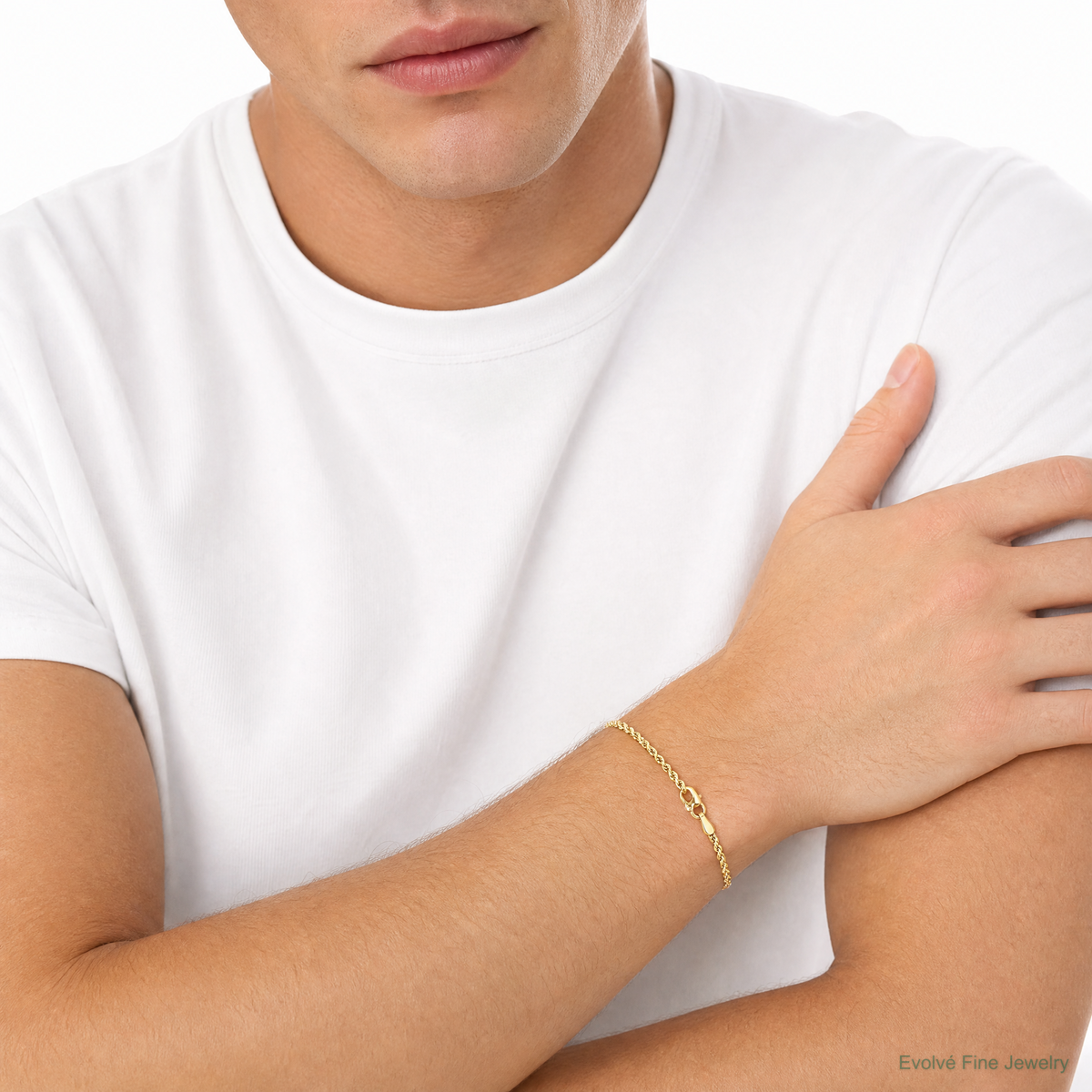 10k 2.25mm Semi-solid D/C Rope Chain - Model Shot