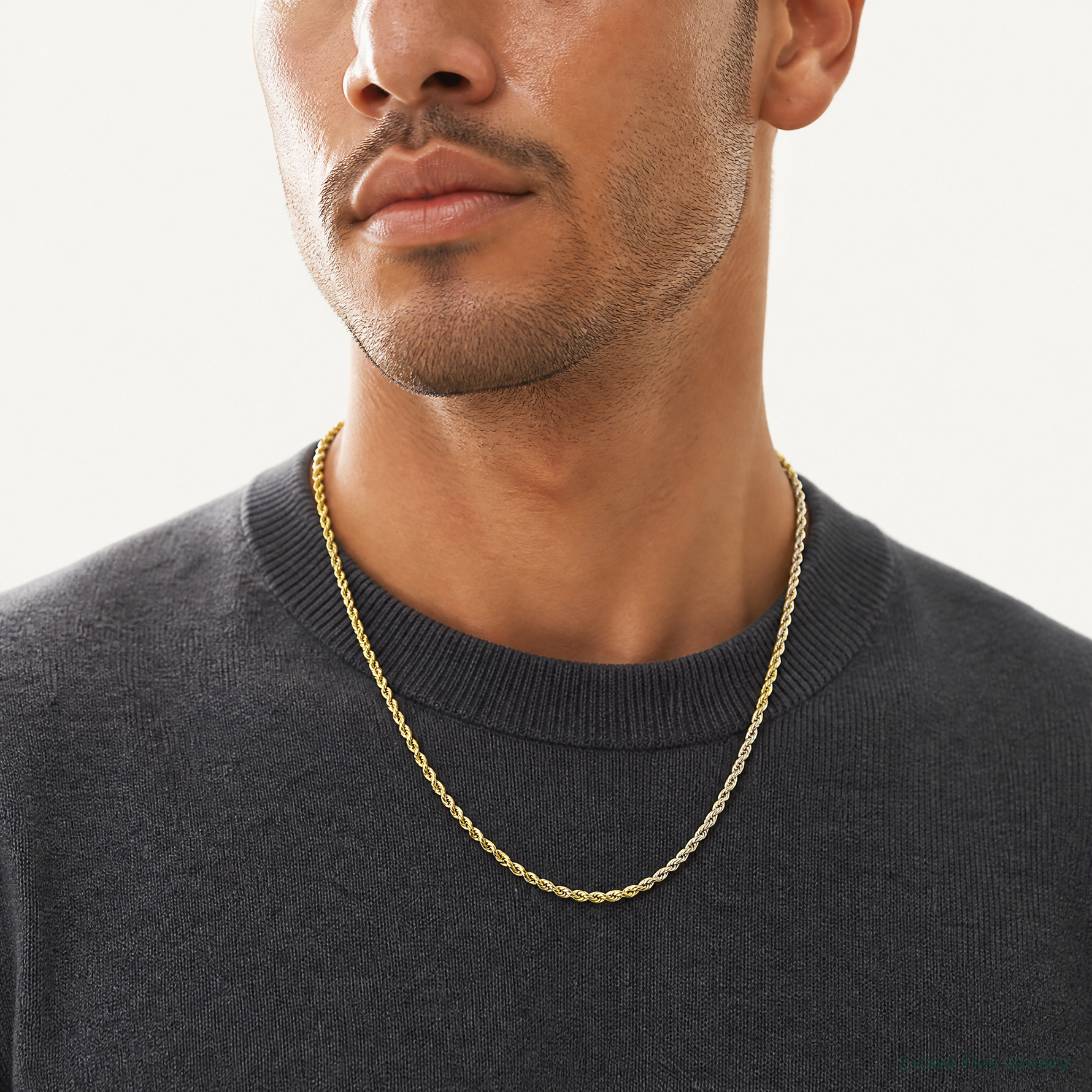 10k 4mm Semi-solid D/C Rope Chain - Model Shot