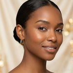 10K Hollow Squared Hollow Hoop Earrings - Model Shot