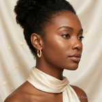 10K Textured Hollow Hoop Earrings - Model Shot