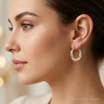 10K & Rhodium Twist Hollow Hoop Earrings - Model Shot