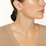 10K Polished CZ Hinged Hoop Earrings - Model Shot