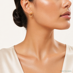 10K Polished Circle Post Earrings - Model Shot