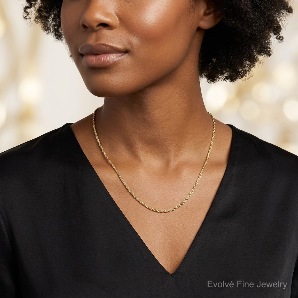 10k 1.5mm Extra-Light D/C Rope Chain - Model Shot