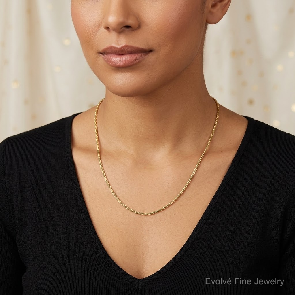 10k 2.25mm Extra-Light D/C Rope Chain - Model Shot