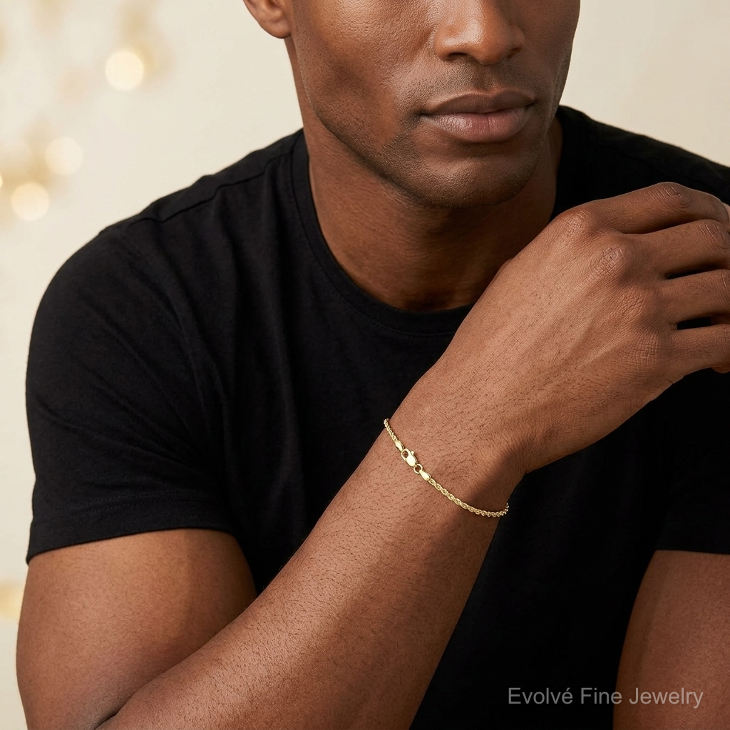 10k 1.5mm Diamond-cut Rope Chain - Model Shot