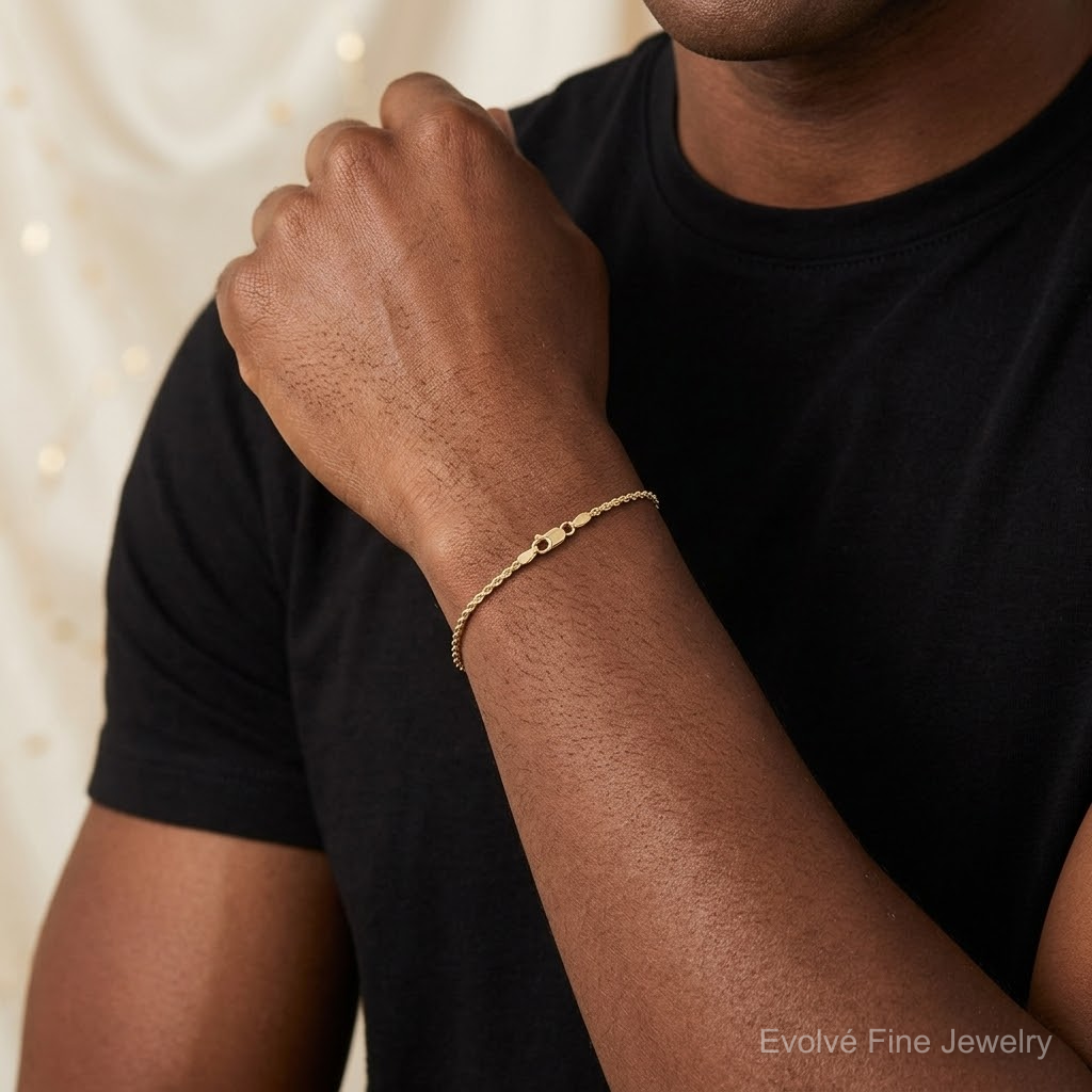 10k 1.75mm Diamond-cut Rope Chain - Model Shot