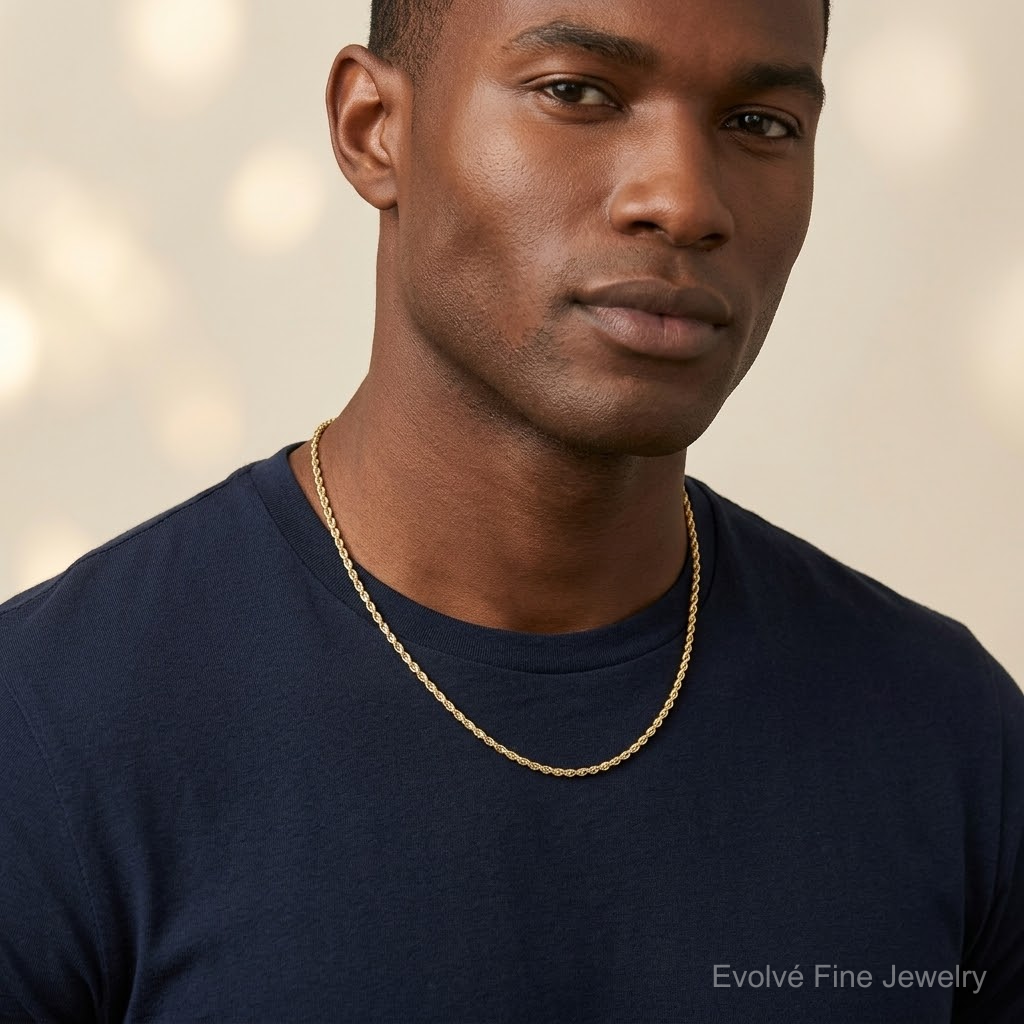 10k 2mm Diamond-cut Rope Chain - Model Shot