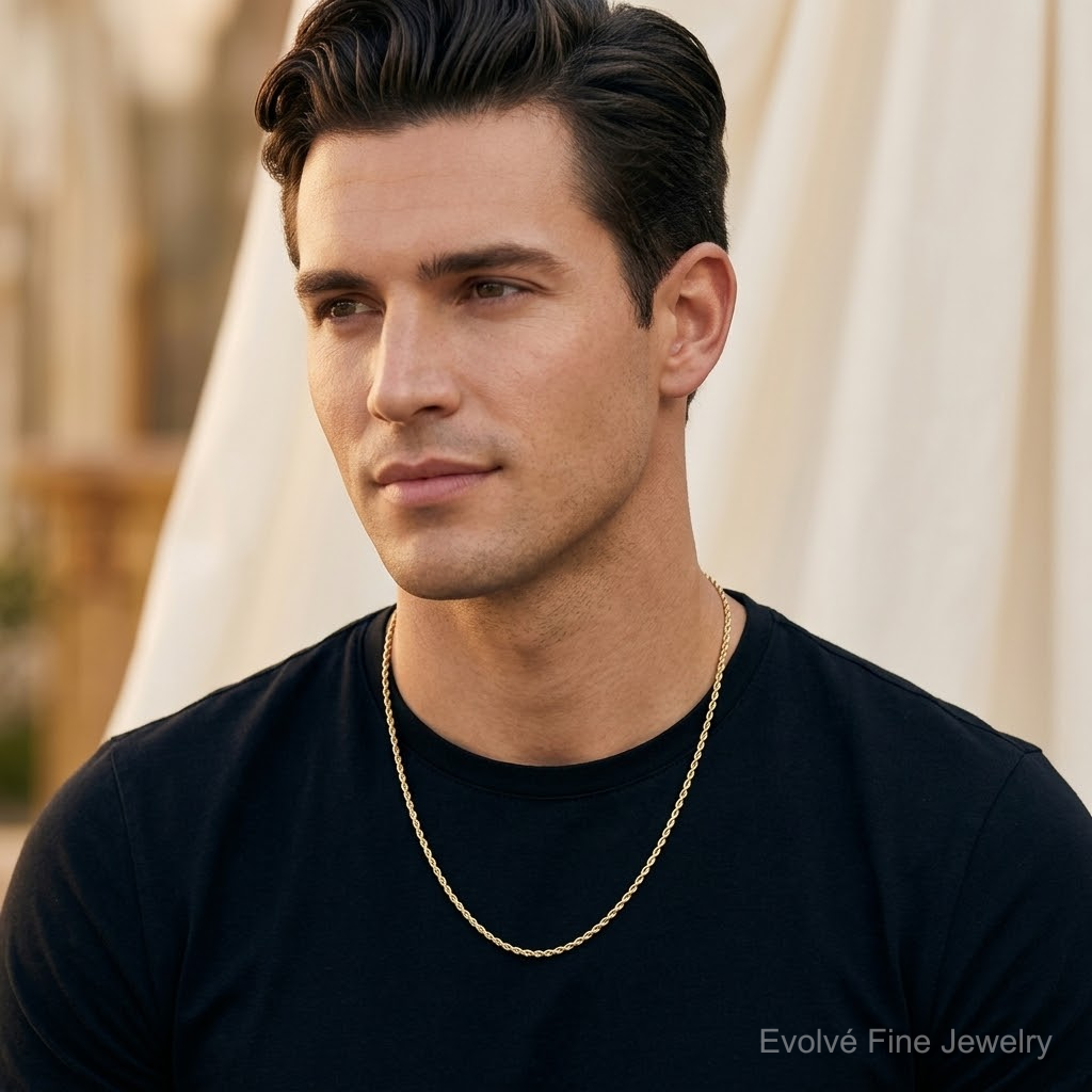 10k 2.25mm Diamond-cut Rope Chain - Model Shot