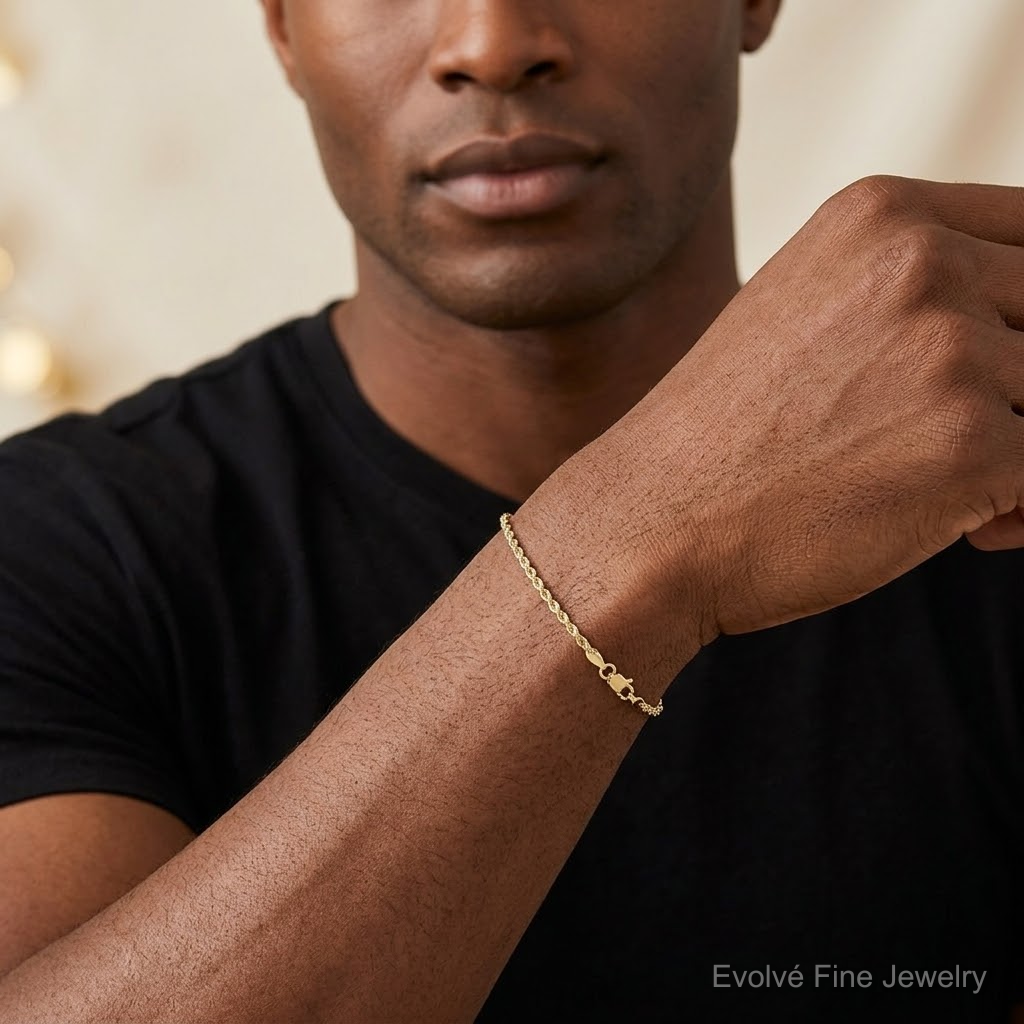 10k 2.25mm Diamond-cut Rope Chain - Model Shot