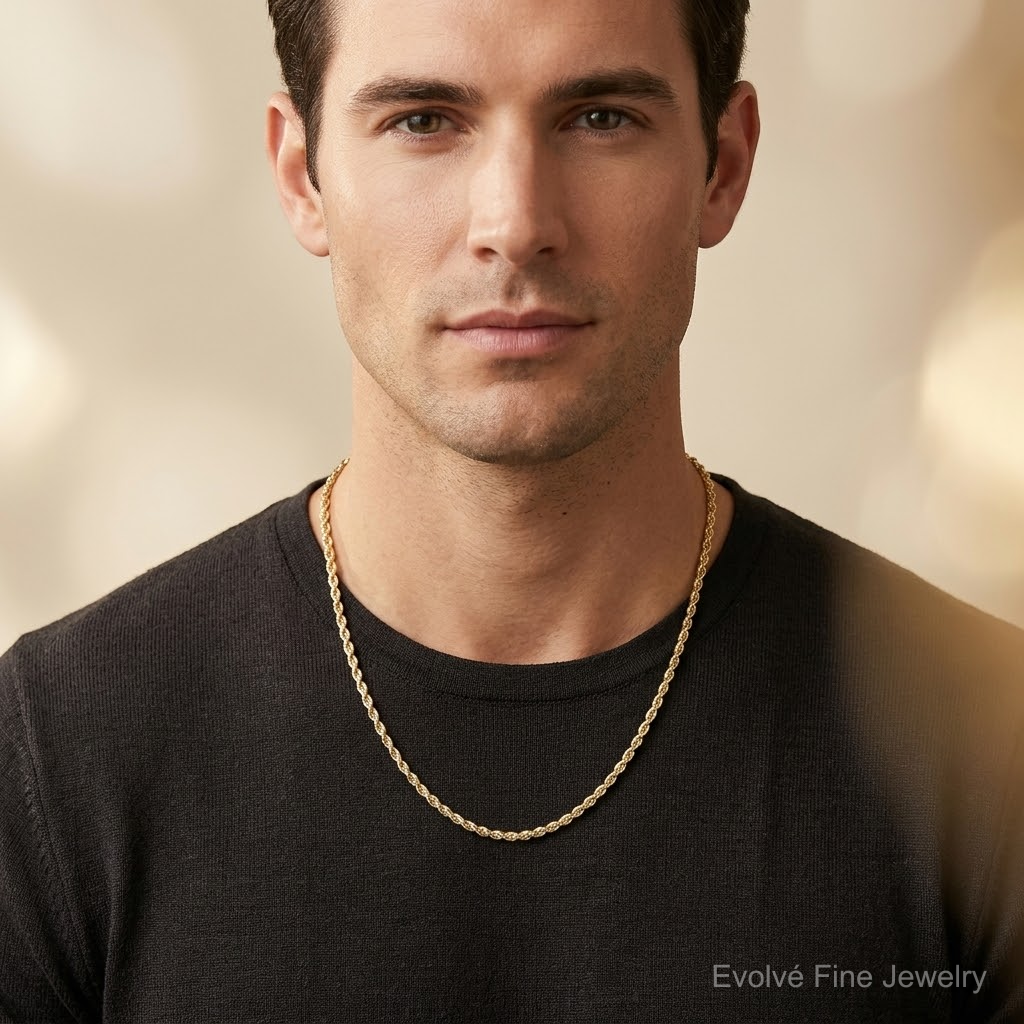 10k 2.75mm Diamond-cut Rope Chain - Model Shot