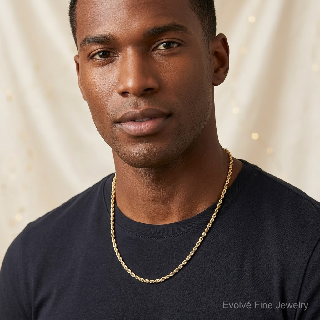 10k 3mm Diamond-cut Rope Chain - Model Shot