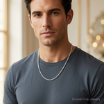 10k White Gold 3mm Diamond-cut Rope Chain - Model Shot