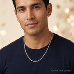 10k White Gold 3.25mm Diamond-cut Rope Chain - Model Shot