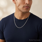 10k White Gold 3.5mm Diamond-cut Rope Chain - Model Shot