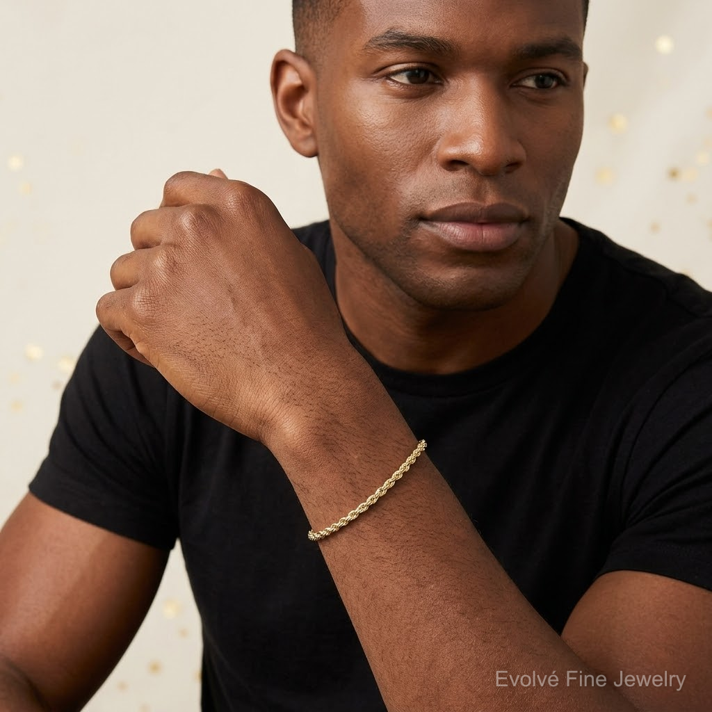 10k 4mm Diamond-cut Rope Chain - Model Shot
