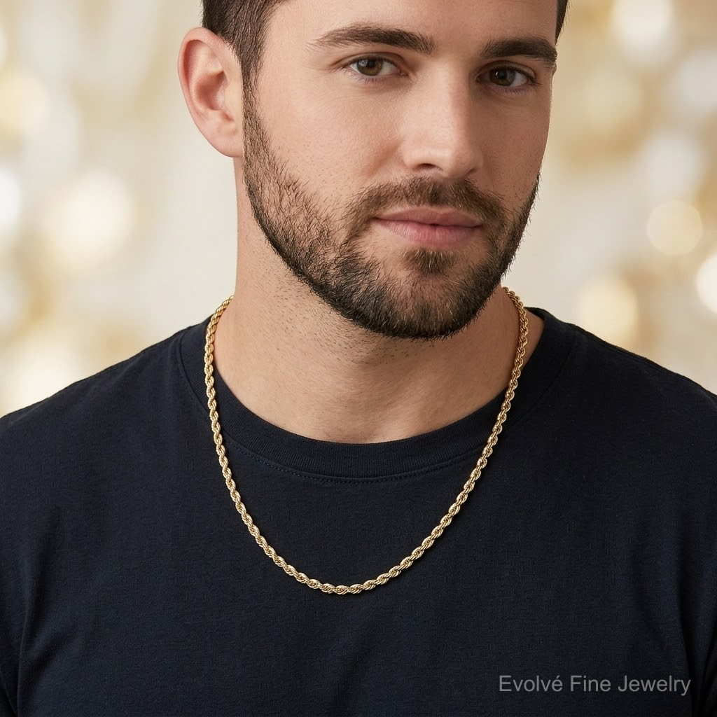 10k 4.25mm Diamond-cut Rope Chain - Model Shot
