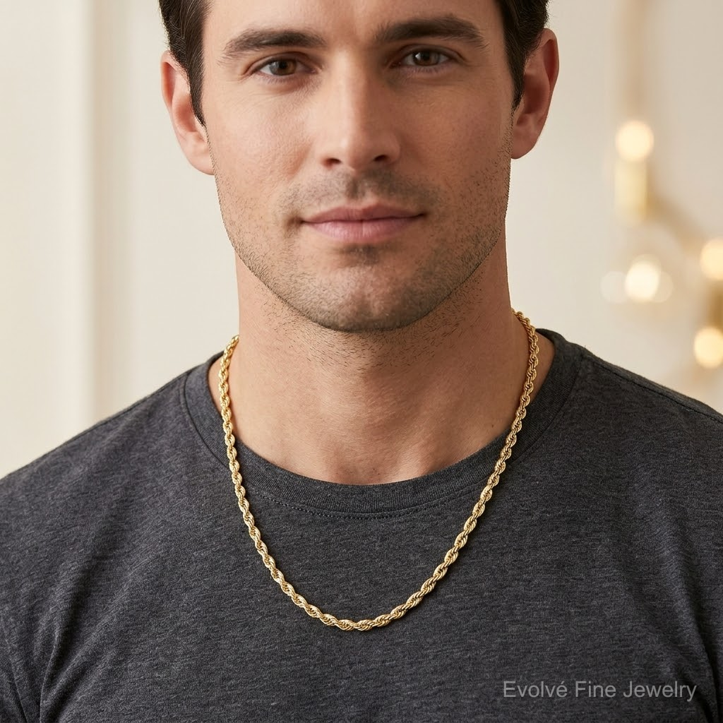 10k 6.5mm Diamond-cut Rope Chain - Model Shot