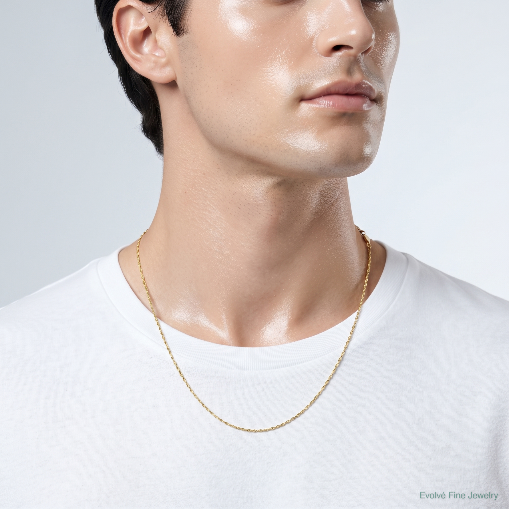 10k .5mm Carded Cable Rope Chain - Model Shot