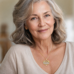 10K Two-tone w/White Rhodium GRANDMA Heart Charm - Model Shot