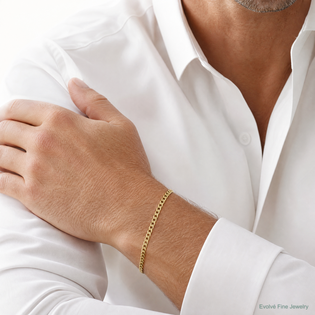 10K 3.1mm Lightweight Flat Cuban Chain - Model Shot