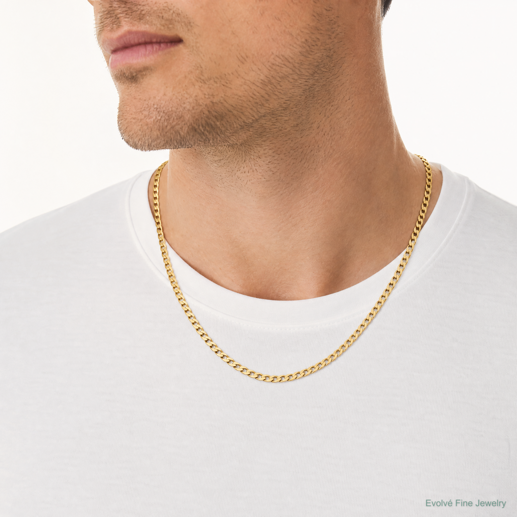 10K 3.7mm Lightweight Flat Cuban Chain - Model Shot
