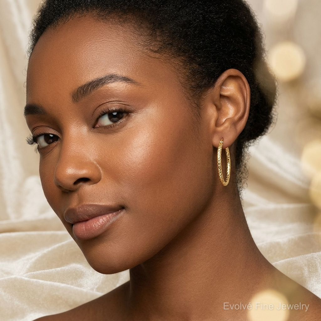 Leslie's 10K Polished D/C Oval Hoop Earrings - Model Shot
