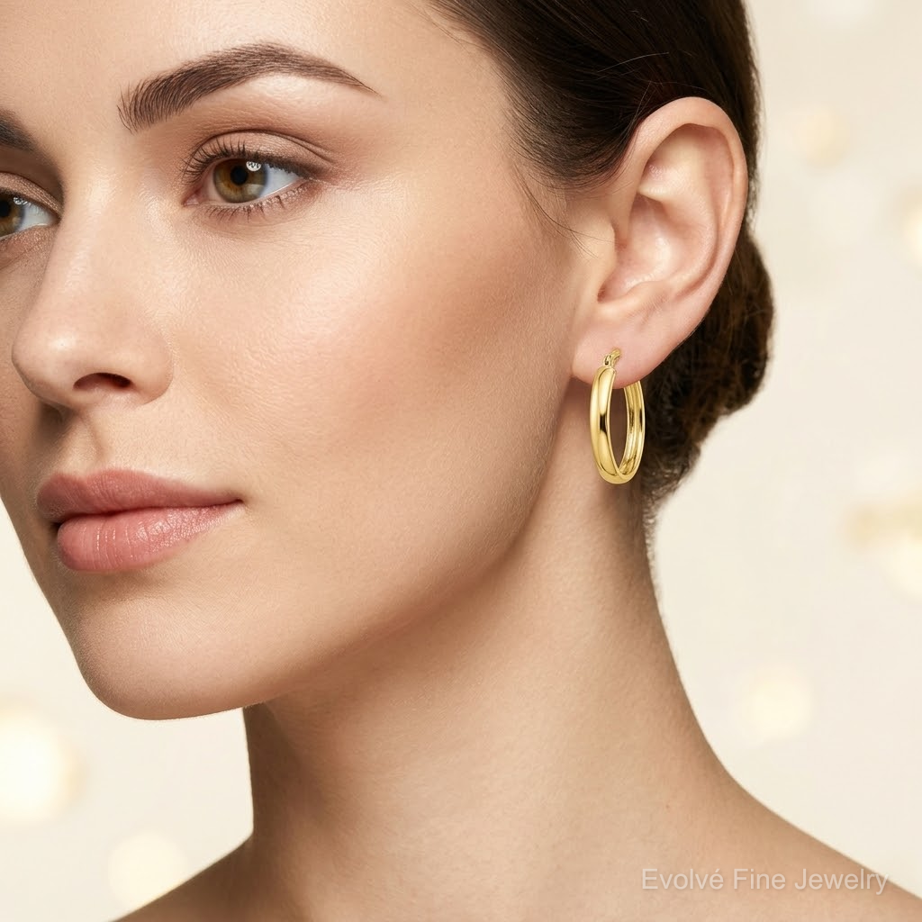 Leslie's 10K Polished Yellow Gold Hoop Earrings - Model Shot