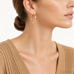 Leslie's 10K Polished Twisted Round Hoop Earrings - Model Shot