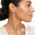 Leslie's 10K with Rhodium Polished and Textured Fancy Hoop Earrings - Model Shot