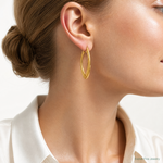 Leslie's 10k Polished and Textured Triple Oval Twist Hoop Earrings - Model Shot