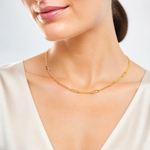 Leslie's 10K Polished and Textured Paperclip Link Necklace - Model Shot