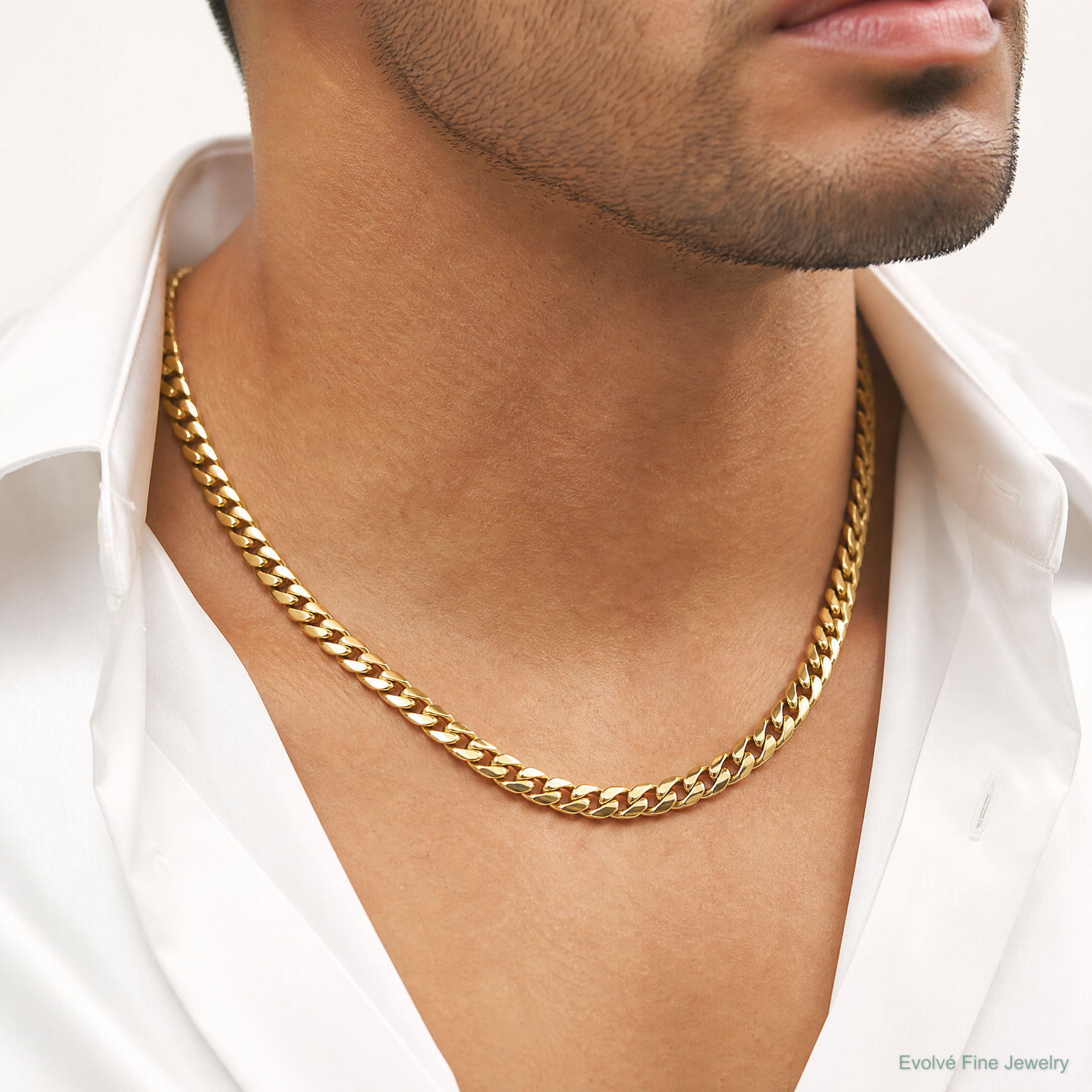 10k 7mm Hand-polished Miami Cuban Chain - Model Shot