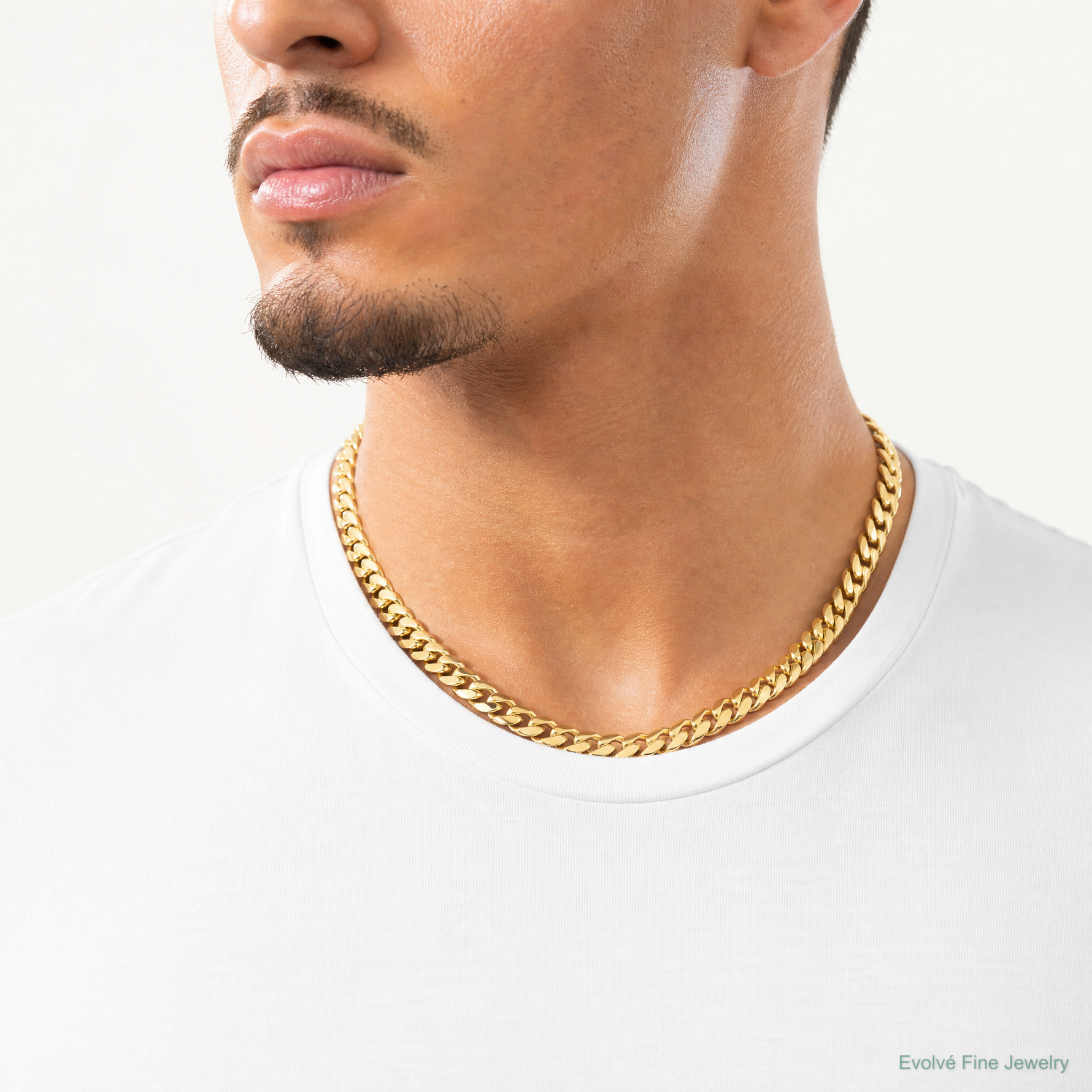 10k 10.7mm Hand-polished Miami Cuban Chain - Model Shot