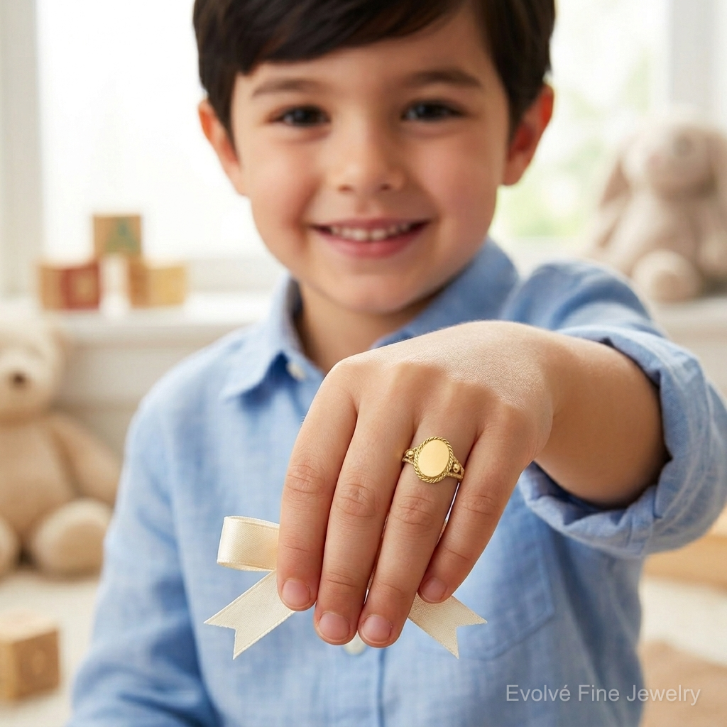10k Childs Fancy Signet Ring - Model Shot