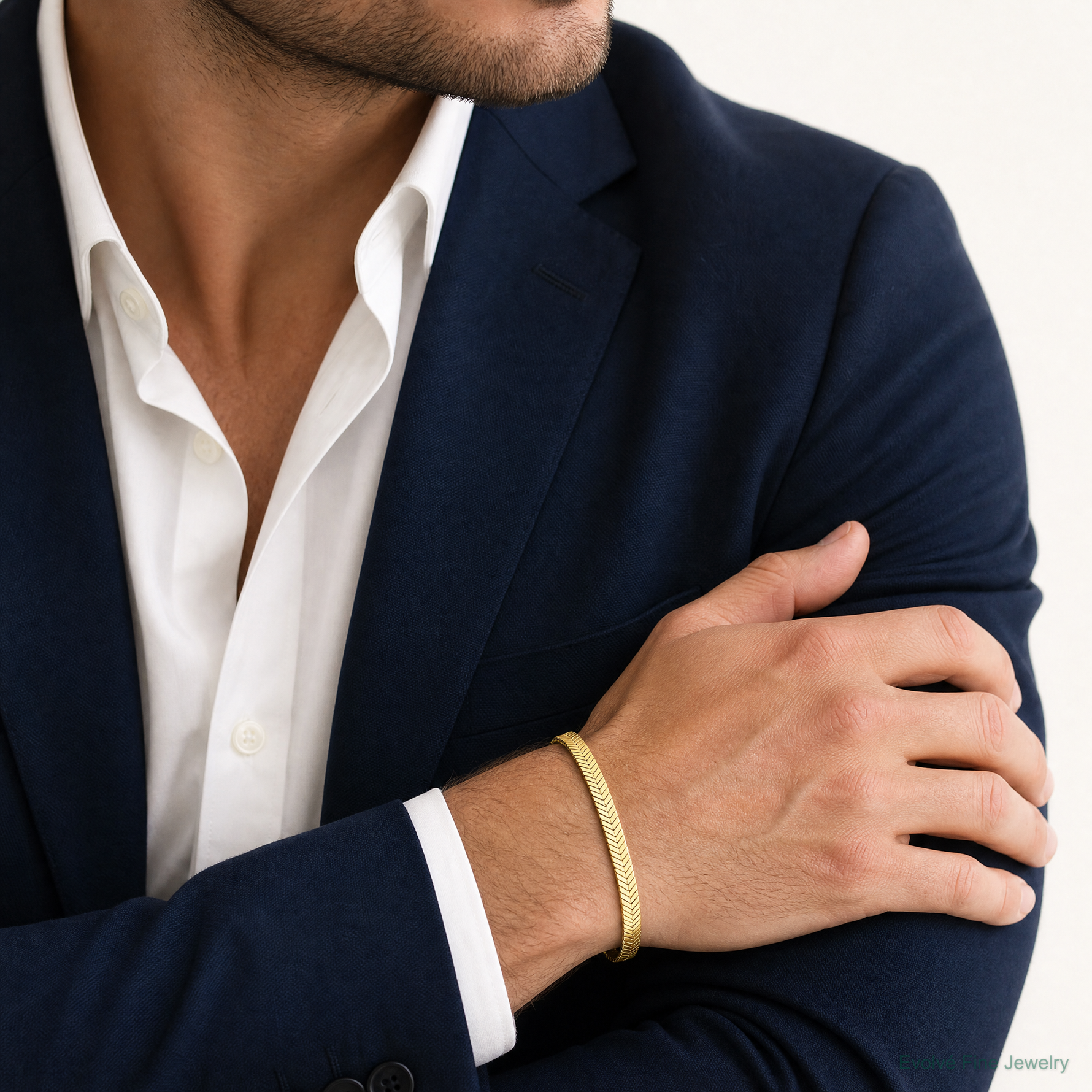 10k 5mm Silky Herringbone Chain - Model Shot
