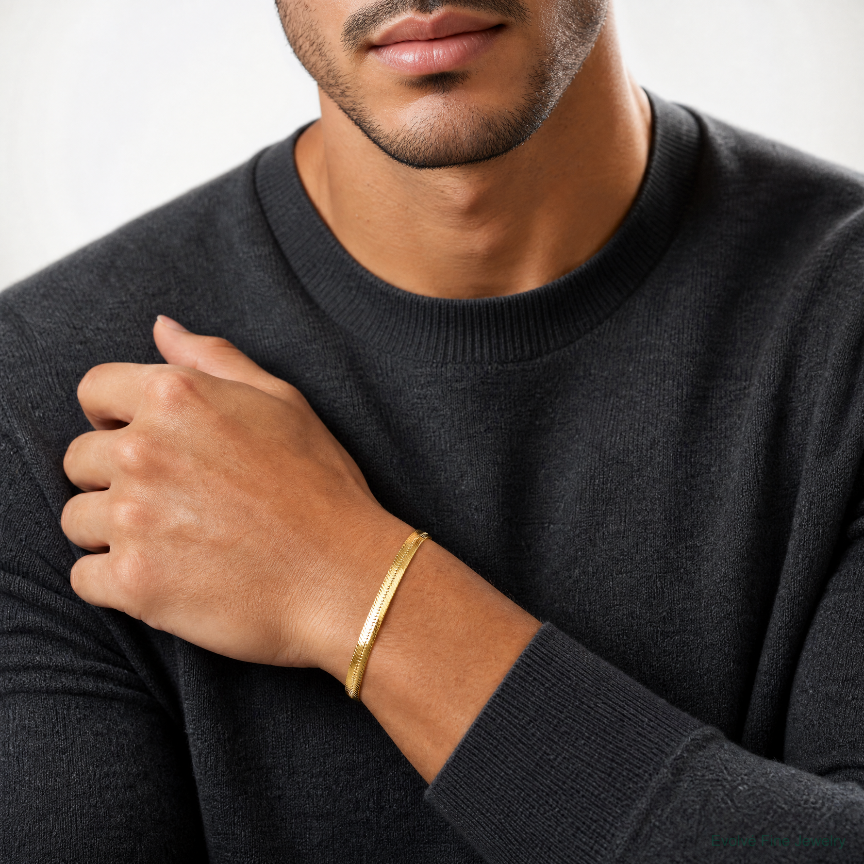 10K 6.5mm Silky Herringbone Chain - Model Shot