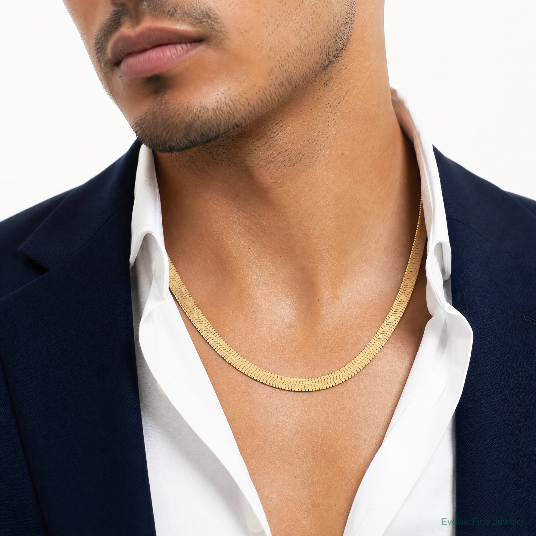 10K 10mm Silky Herringbone Chain - Model Shot