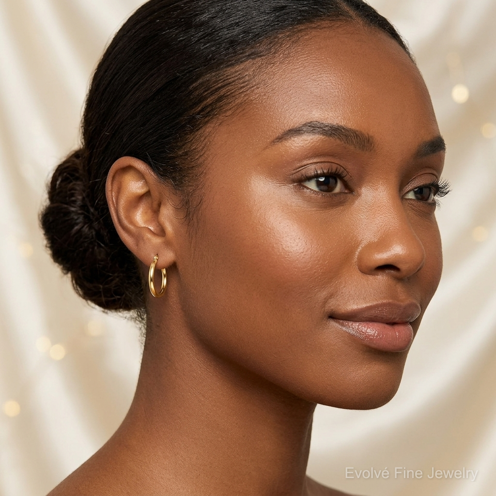 10k Polished Hoop Earring - Model Shot