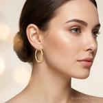 10K Diamond Cut Hollow Hoop Earrings - Model Shot